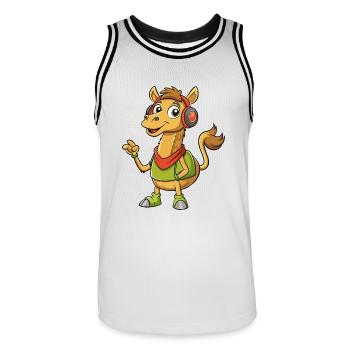 Kamel Lustige Cartoon Figur Kopfhörer Musik - Männer Basketball-Trikot - Weiß/Schwarz - Vorne - AI Model Male 185 dark (185cm)