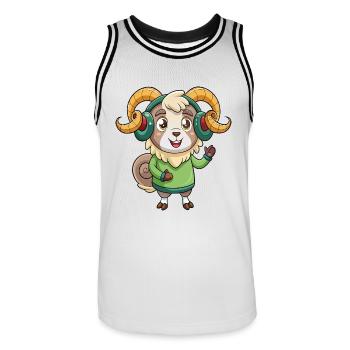 Ram Funny Cartoon Character Musique de casque - Maillot de basket Homme - blanc/noir - Devant - AI Model Male 185 dark (185cm)