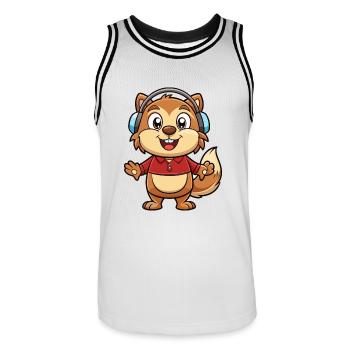Und täglich grüßt das Murmeltier Lustige Zeichentrickfigur Kopfhörermusik - Männer Basketball-Trikot - Weiß/Schwarz - Vorne - AI Model Male 185 dark (185cm)