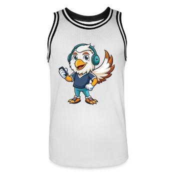 Eagle Funny Cartoon Character Musique de casque - Maillot de basket Homme - blanc/noir - Devant - AI Model Male 185 dark (185cm)