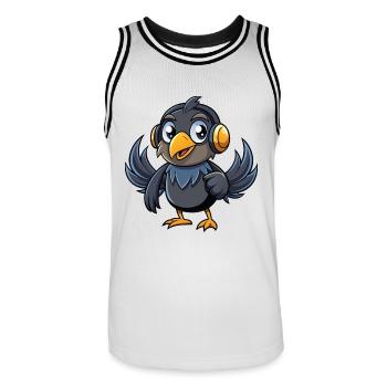 Crow Funny Cartoon Character Musique de casque - Maillot de basket Homme - blanc/noir - Devant - AI Model Male 185 dark (185cm)