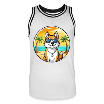 Westsibirische Laika-Hunderasse Cartoon-Sonnenbrille - Männer Basketball-Trikot - Weiß/Schwarz - Vorne - AI Model Male 185 dark (185cm)