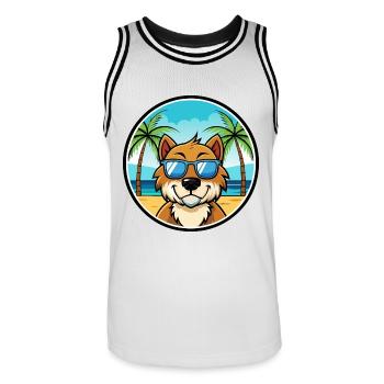 Tahltan Bär Hund Rasse Cartoon Sonnenbrille Strand - Männer Basketball-Trikot - Weiß/Schwarz - Vorne - AI Model Male 185 dark (185cm)