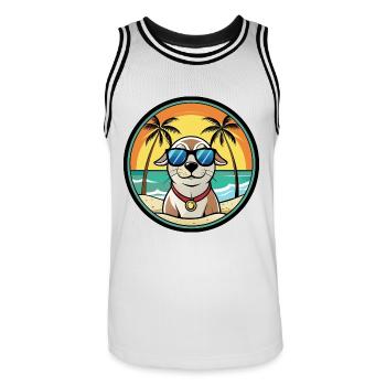 Seskar phoque chien race dessin animé lunettes de soleil plage - Maillot de basket Homme - blanc/noir - Devant - AI Model Male 185 dark (185cm)