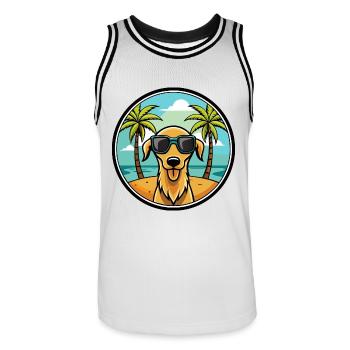 Sloughi Hunderasse Cartoon Sonnenbrille Strand - Männer Basketball-Trikot - Weiß/Schwarz - Vorne - AI Model Male 185 dark (185cm)
