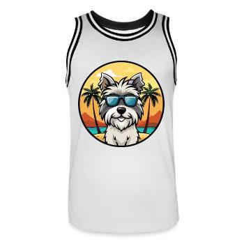 Skye Terrier Hunderasse Cartoon Sonnenbrille Strand - Männer Basketball-Trikot - Weiß/Schwarz - Vorne - AI Model Male 185 dark (185cm)
