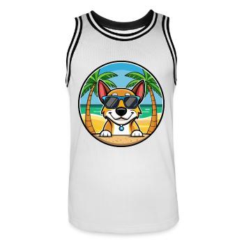 Serbischer dreifarbiger Laufhund Rasse Cartoon Strand - Männer Basketball-Trikot - Weiß/Schwarz - Vorne - AI Model Male 185 dark (185cm)
