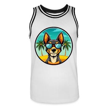 Spielzeug Manchester Terrier Hunderasse Cartoon Strand - Männer Basketball-Trikot - Weiß/Schwarz - Vorne - AI Model Male 185 dark (185cm)