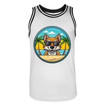 Tiroler Bracke Hunderasse Cartoon Sonnenbrille Strand - Männer Basketball-Trikot - Weiß/Schwarz - Vorne - AI Model Male 185 dark (185cm)