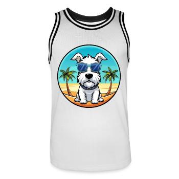 Sealyham Terrier Hunderasse Cartoon Sonnenbrille Strand - Männer Basketball-Trikot - Weiß/Schwarz - Vorne - AI Model Male 185 dark (185cm)