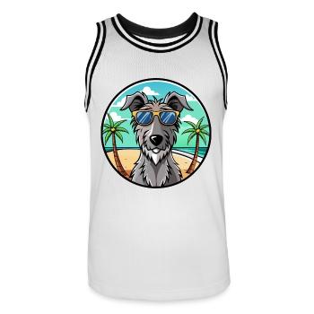 Lunettes de soleil écossaises Deerhound Dog Breed Cartoon - Maillot de basket Homme - blanc/noir - Devant - AI Model Male 185 dark (185cm)