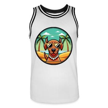 Sabueso Español Hunderasse Cartoon Sonnenbrille Strand - Männer Basketball-Trikot - Weiß/Schwarz - Vorne - AI Model Male 185 dark (185cm)
