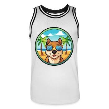 Russische Spielzeug Hund Rasse Cartoon Sonnenbrille Strand - Männer Basketball-Trikot - Weiß/Schwarz - Vorne - AI Model Male 185 dark (185cm)
