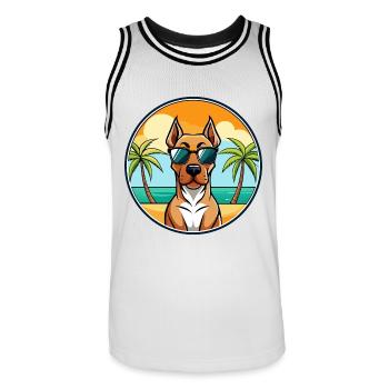 Rhodesian Ridgeback Hunderasse Cartoon Sonnenbrille - Männer Basketball-Trikot - Weiß/Schwarz - Vorne - AI Model Male 185 dark (185cm)