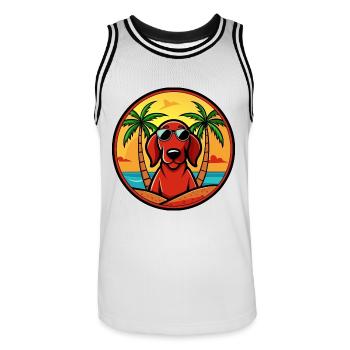 Redbone Coonhound Hunderasse Cartoon Sonnenbrille Strand - Männer Basketball-Trikot - Weiß/Schwarz - Vorne - AI Model Male 185 dark (185cm)