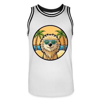 Puli Chien Race Dessin Animé Lunettes De Soleil Plage - Maillot de basket Homme - blanc/noir - Devant - AI Model Male 185 dark (185cm)