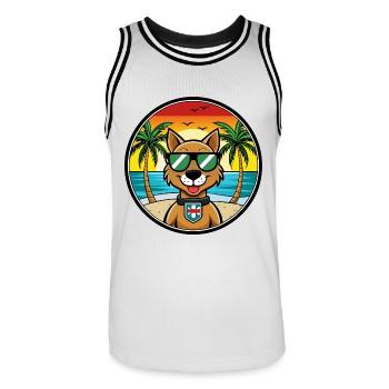 Portugais Chien de garde race dessin animé lunettes de soleil plage - Maillot de basket Homme - blanc/noir - Devant - AI Model Male 185 dark (185cm)