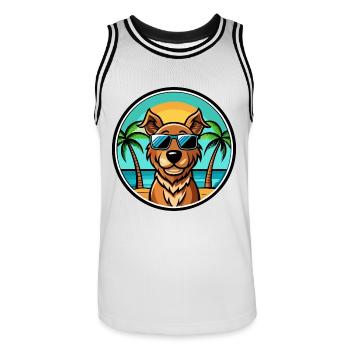 Pudelpointer Chien Race Dessin Animé Lunettes De Soleil Plage - Maillot de basket Homme - blanc/noir - Devant - AI Model Male 185 dark (185cm)