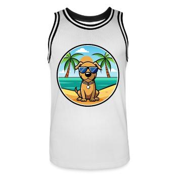 Serbischer Windhund Rasse Cartoon Sonnenbrille Strand - Männer Basketball-Trikot - Weiß/Schwarz - Vorne - AI Model Male 185 dark (185cm)