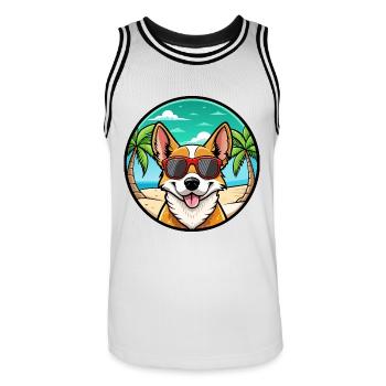 Portugiesische Podengo Hunderasse Cartoon Sonnenbrille - Männer Basketball-Trikot - Weiß/Schwarz - Vorne - AI Model Male 185 dark (185cm)