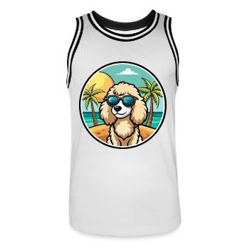 Poodle Dog Breed Cartoon Sunglasses Beach - Men's Basketball Jersey - white/black - Front - AI Model Male 185 dark (185cm)