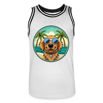 Picardy Spaniel Dog Breed Cartoon Sunglasses Beach - Men's Basketball Jersey - white/black - Front - AI Model Male 185 dark (185cm)
