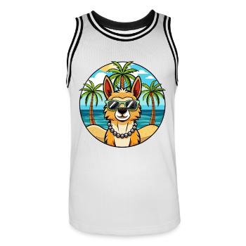 Peruanische Inka Orchidee Hunderasse Cartoon Sonnenbrille - Männer Basketball-Trikot - Weiß/Schwarz - Vorne - AI Model Male 185 dark (185cm)