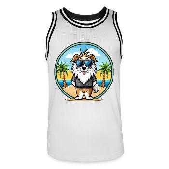 Picardy Sheepdog Breed Cartoon Sunglasses Beach - Men's Basketball Jersey - white/black - Front - AI Model Male 185 dark (185cm)