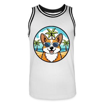 Pembroke Welsh Corgi Hunderasse Cartoon Sonnenbrille - Männer Basketball-Trikot - Weiß/Schwarz - Vorne - AI Model Male 185 dark (185cm)