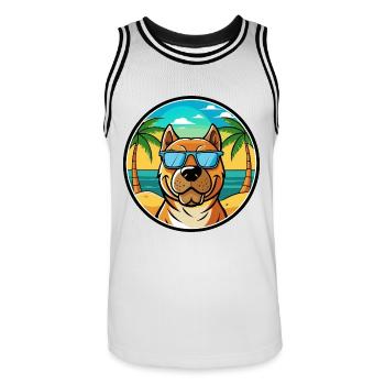 Perro De Presa Canario Hunderasse Cartoon Strand - Männer Basketball-Trikot - Weiß/Schwarz - Vorne - AI Model Male 185 dark (185cm)