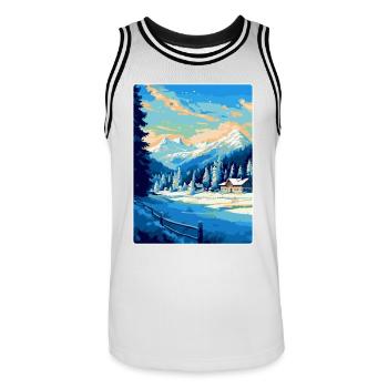 Kitzbühel Autriche Affiche de voyage vintage souvenir - Maillot de basket Homme - blanc/noir - Devant - AI Model Male 185 dark (185cm)
