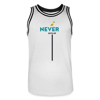 never give up bird - Männer Basketball-Trikot - Weiß/Schwarz - Vorne - AI Model Male 185 dark (185cm)