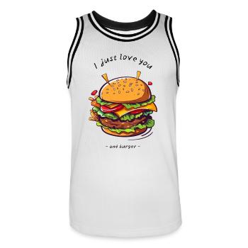 i love u and burger - Männer Basketball-Trikot - Weiß/Schwarz - Vorne - AI Model Male 185 dark (185cm)