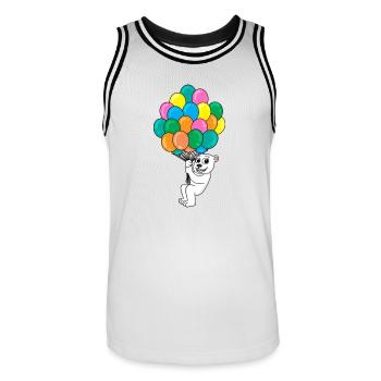 Eisbär Luftballon - Männer Basketball-Trikot - Weiß/Schwarz - Vorne - AI Model Male 185 dark (185cm)