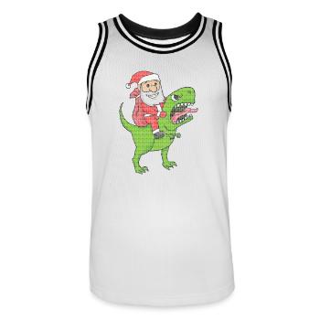Weihnachten Dinosaurier Ugly Christmas Effekt - Männer Basketball-Trikot - Weiß/Schwarz - Vorne - AI Model Male 185 dark (185cm)