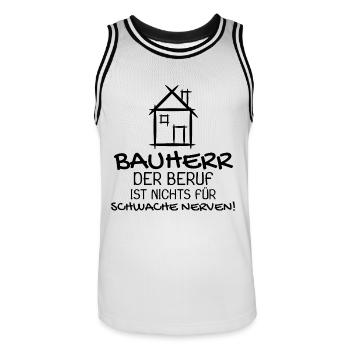 Bauherr Baumeister Hausbau Haus Witziges Geschenk - Männer Basketball-Trikot - Weiß/Schwarz - Vorne - AI Model Male 185 dark (185cm)
