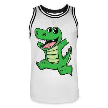 Krokodil Niedlich froh lustig - Männer Basketball-Trikot - Weiß/Schwarz - Vorne - AI Model Male 185 dark (185cm)