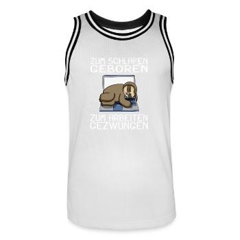 Büro Spruch lustig Faultier Laptop - Männer Basketball-Trikot - Weiß/Schwarz - Vorne - AI Model Male 185 dark (185cm)