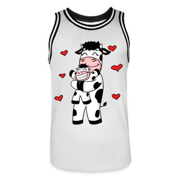 Kuh Familie Bauernhof Kühe Herz Geschenk - Männer Basketball-Trikot - Weiß/Schwarz - Vorne - AI Model Male 185 dark (185cm)