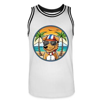 Norwegischer Windhund Dunker Hunderasse Cartoon Strand - Männer Basketball-Trikot - Weiß/Schwarz - Vorne - AI Model Male 185 dark (185cm)