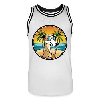 Alter kroatischer Windhund Hunderasse Cartoon Strand - Männer Basketball-Trikot - Weiß/Schwarz - Vorne - AI Model Male 185 dark (185cm)