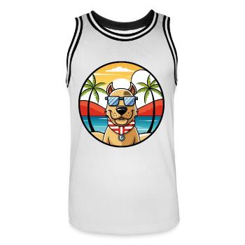 Norwegischer Windhund Rasse Cartoon Sonnenbrille Strand - Männer Basketball-Trikot - Weiß/Schwarz - Vorne - AI Model Male 185 dark (185cm)