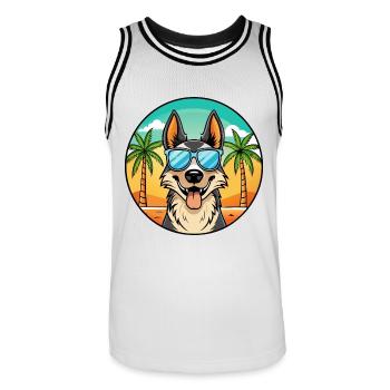 Nordamerikanischer Schäferhund Rasse Cartoon Beach - Männer Basketball-Trikot - Weiß/Schwarz - Vorne - AI Model Male 185 dark (185cm)