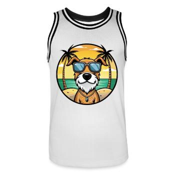 Istrischer Drahthaarhund Hunderasse Cartoon Beach - Männer Basketball-Trikot - Weiß/Schwarz - Vorne - AI Model Male 185 dark (185cm)
