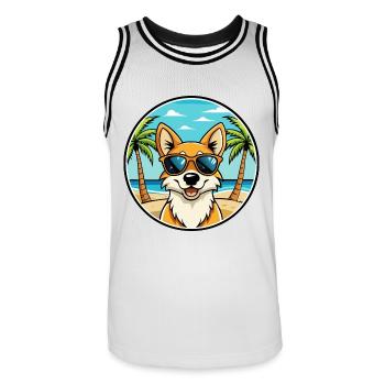 Neuguinea Singende Hunderasse Cartoon Sonnenbrille - Männer Basketball-Trikot - Weiß/Schwarz - Vorne - AI Model Male 185 dark (185cm)