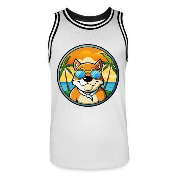 Moskau Watchdog Rasse Cartoon Sonnenbrille Strand - Männer Basketball-Trikot - Weiß/Schwarz - Vorne - AI Model Male 185 dark (185cm)