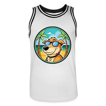 Koolie Hunderasse Cartoon Sonnenbrille Strand - Männer Basketball-Trikot - Weiß/Schwarz - Vorne - AI Model Male 185 dark (185cm)