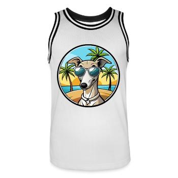 Italienischer Windhund Hunderasse Cartoon Sonnenbrille Strand - Männer Basketball-Trikot - Weiß/Schwarz - Vorne - AI Model Male 185 dark (185cm)