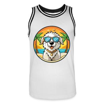 Maremma Sheepdog Breed Cartoon Sunglasses Beach - Men's Basketball Jersey - white/black - Front - AI Model Male 185 dark (185cm)