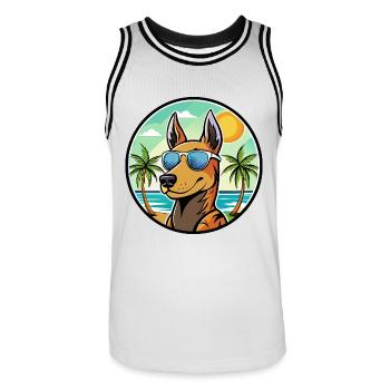 Manchester Terrier Hunderasse Cartoon Sonnenbrille - Männer Basketball-Trikot - Weiß/Schwarz - Vorne - AI Model Male 185 dark (185cm)